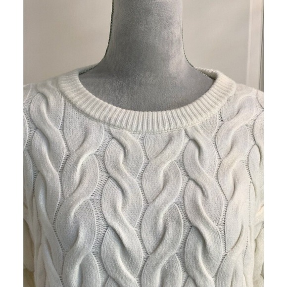 Women’s Cable Birch Knit Fisherman Sweater Pullover Oarsman Preppy Sz M Soft - Picture 2 of 8